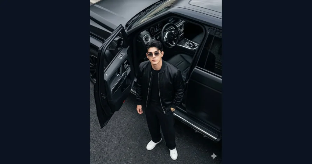 Urban Chic: Man Beside Luxury Car — AI result
